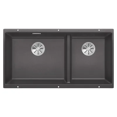 Blanco Lavello a due vasche SUBLINE 480/320-U Dark Steel 4523585 finitura grigio roccia da 85x46 cm - Sottotop
