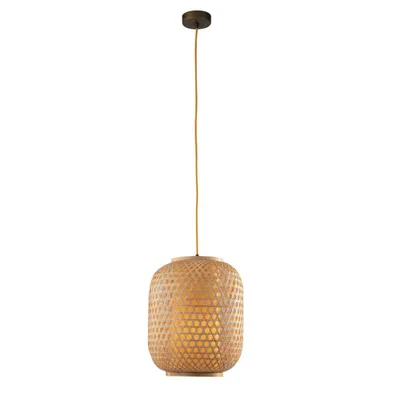 Lampadario a sospensione in bambù naturale, 1 luce E27, 30x120cm