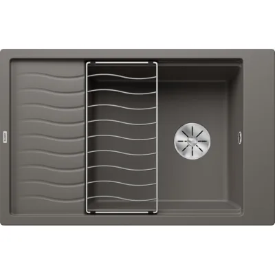 Blanco Lavello una vasca con gocciolatoio ELON XL 6 S 1527253 finitura grigio vulcano da 78x50 cm - Sopratop