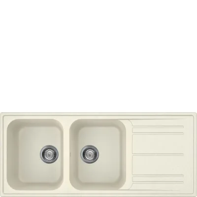 Smeg Lavello due vasche con gocciolatoio LZ116P finitura panna da 116 cm