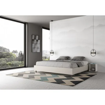 Ityhome Letto king size sommier Azelia in similpelle da 180 cm