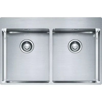 Franke: Lavello due vasche Franke: Box Incasso Semifilo/Filotop BXX 220 36-36 TL 127.0369.314 finitura inox satinato da 77x51