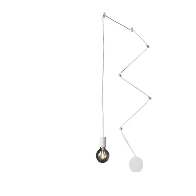 Plafoniera moderna in metallo bianco, cavo regolabile, lampadina E27, 12x500cm