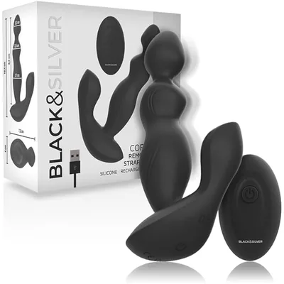 Cora remote strap on vibrazioni morbido silicone nero strapon