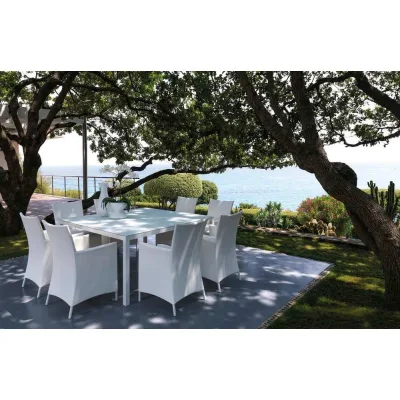 Talenti Tavolo fisso TOUCH con struttura alluminio e piano in vetro da 155x155 cm