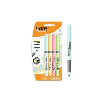 Bic Highlighter Grip Conf. 4 pennarelli pastello fluorescenti a base d'acqua Tratto 1,60-3,30mm Colori assortiti 964859