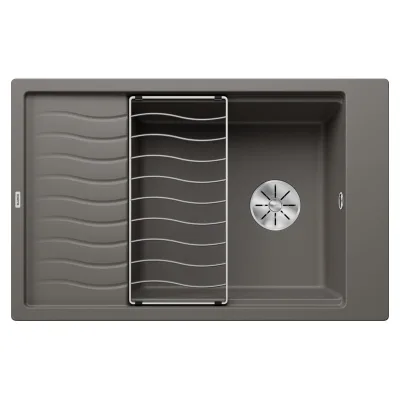 Blanco Lavello una vasca con gocciolatoio ELON XL 6 S 1527253 finitura grigio vulcano da 78x50 cm - Sopratop