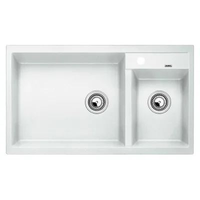 Blanco Lavello due vasche con gocciolatoio METRA 9 1513269 finitura bianco da 86x50 cm - Sopratop