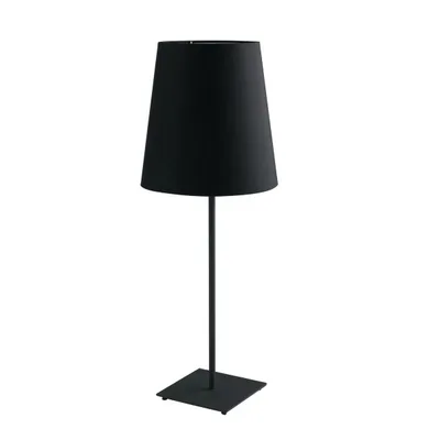 Lampada da tavolo in metallo nero con paralume in tessuto, 1 luce E27, 24x63.5cm