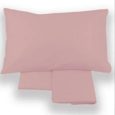 COMPLETO LENZUOLA Piazza Mezza IN TINTA UNITA PURO COTONE COLOR DI NOVIA cotone 100% Rosa / 1 piazza e mezza 180x300/125x200+27/52x82cm