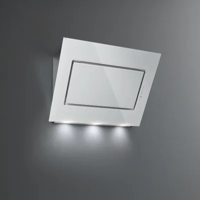 Falmec Cappa a parete Quasar finitura acciaio inox e vetro bianco da 90 cm