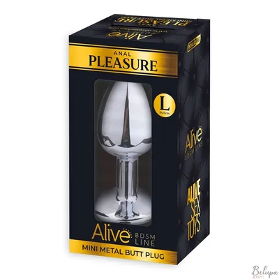 Plug anale Alive Anal Pleasure Blue L metallo 9 cm Ø 4,1 cm gemma blu