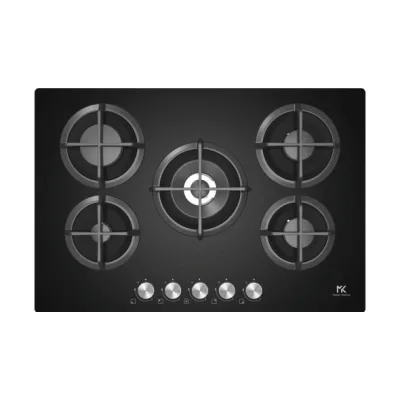 Master Kitchen Piano cottura a gas MKHG 754101-PR TC BK in cristallo temperato nero da 75 cm