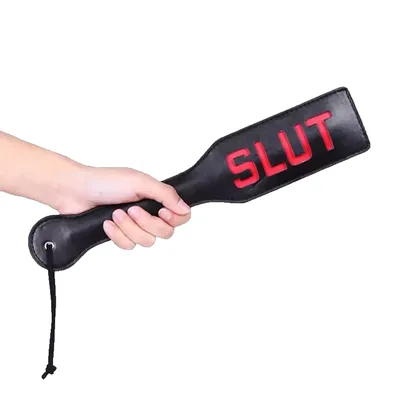 Sculacciatore Premium Spanking SLUT nero 32 pelle fetish bondage BDSM sadomaso