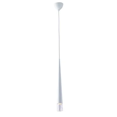 Lampadario a sospensione conico bianco in vetro e metallo, lampadina GU10, 6x181x53cm