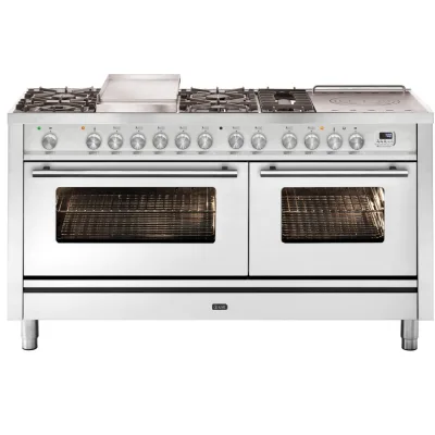 Ilve Cucina P15W Professional Plus P15FSDWE3 doppio forno e piano cottura 7 fuochi con fry top e coupe de feu e dual da 150 cm - IN PROMOZIONE FINO AL 6/07