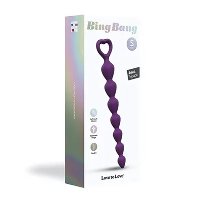 Stimolatore anale Progressivo viola 15 cm a cuori perle anali silicone anello