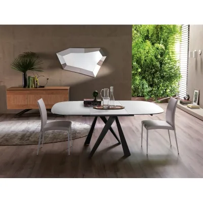 Ozzio Tavolo allungabile Bombo art. T246 con struttura in metallo e piano a scelta da 120x120 (175x120) cm