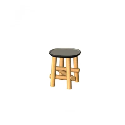 Unopiù Tavolo basso fisso SYMI con base in teak e piano in ceramica da 45x45 cm