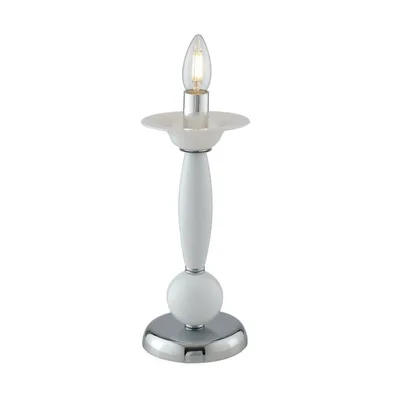 Lume da tavolo in acrilico bianco stile candelabro, 1 luce E14, 13x31.5cm