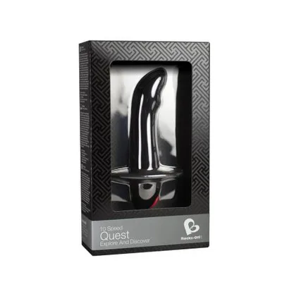 Massaggiatore Prostatico Vibrante Rocks-Off Quest Nero 10 Vibrazioni Curvo con Base Sicura