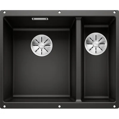 Blanco Lavello una vasca SX con vaschetta SUBLINE 340/160-U 1525985 finitura nero da 55.5x46 cm - Sottotop