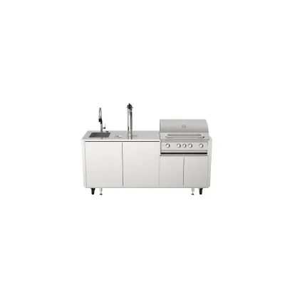 Bautek Foster Cucina da esterno a libera installazione INSIEME 7555 008 in acciaio inox da 196 cm