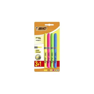 Bic Highlighter Grip Conf. 4 pennarelli fluorescenti base d'acqua Punta a scalpello Linea 1,60 3,30mm Colori assortiti 824757