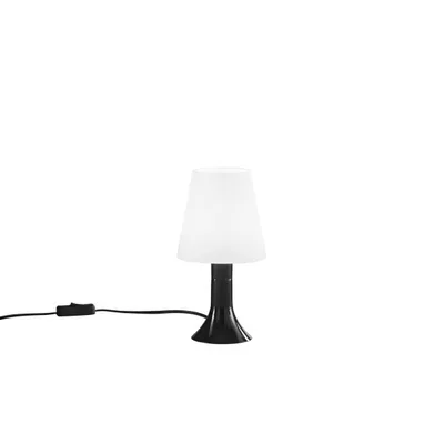 Lampada da tavolo nera con lumetto e diffusore in PC, 1 luce E14, 13x24.5cm
