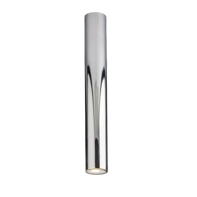 Plafoniera a sospensione cilindrica in metallo cromo, lampadina GU10, 5.5x40cm