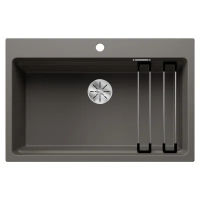 Blanco Lavello a una vasca ETAGON 8 Total Black 2527262 finitura grigio vulcano da 78x51 cm - Sopratop