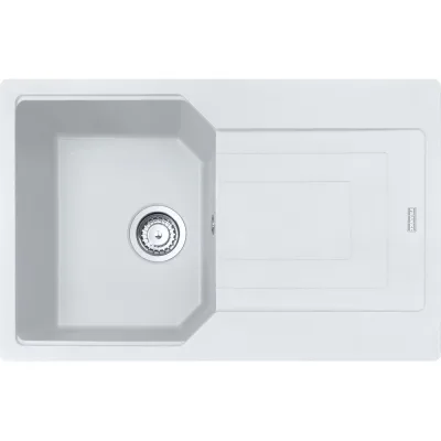 Franke: Lavello una vasca con gocciolatoio Urban Incasso UBG 611-78 114.0686.751 finitura fragranite bianco da 78x50 cm