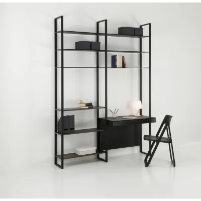 X.ABITAre Libreria a parete Look art. DL2022 con struttura in alluminio da 163 cm - Composizione 7