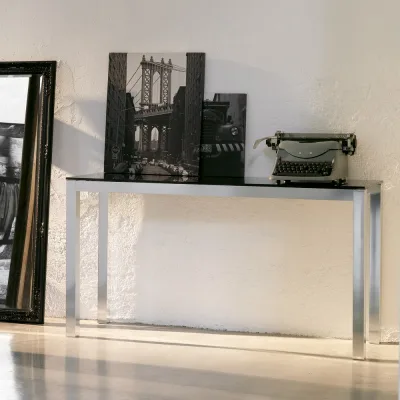 X.ABITAre Consolle allungabile Amedeo art. S45 con struttura in alluminio e piano a scelta da 140x47(80) cm