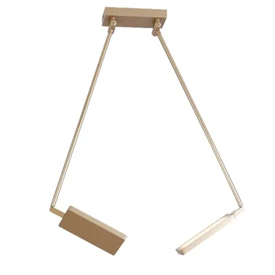 Plafoniera LED oro in metallo, 2 LED da 18W, Luce naturale, 200x85cm