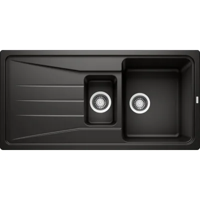 Blanco Lavello una vasca con vaschetta e gocciolatoio SONA 6 S 1525975 finitura nero da 100x50 cm - Sopratop