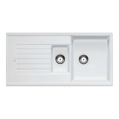 Blanco Lavello una vasca con vaschetta e gocciolatoio ZIA 6 S 1514742 finitura bianco da 100x50 cm - Sopratop