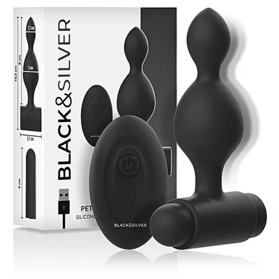 Dream Love Black & Silver Tucker Plug Anale Vibrante Silicone con Telecomando