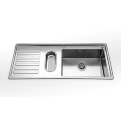 Alpes Lavello semifilo LFRS 5117/1S1B1V con bacinella e gocciolatoio a destra in acciaio inox da 117x51 cm