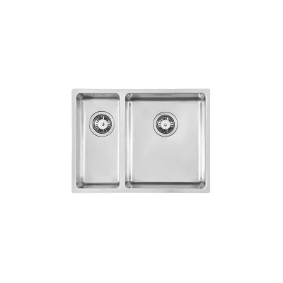 Foster Lavello due vasche 2201 851 finitura acciaio inox da 58.5x44 cm - Vasca grande a destra