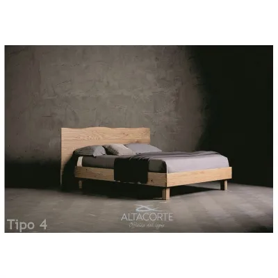 Altacorte Letto matrimoniale con testiera Wood Tipo 4 da 160 cm