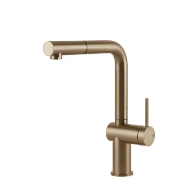 Gessi Miscelatore monocomando con doccetta estraibile Inedito Collection 60433 726 finitura Warm Bronze Brushed PVD - IN PROMOZIONE FINO AL 6/07