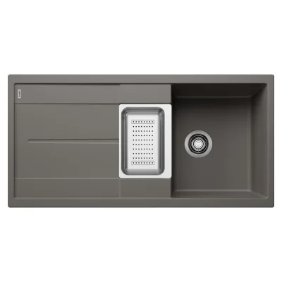 Blanco Lavello una vasca con vaschetta e gocciolatoio METRA 6 S 1527300 finitura grigio vulcano da 100x50 cm - Sopratop