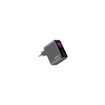 CELLY 2USBC/USBA WALL CHARGER 65W DISPLAY TCSCREEN2C1A65W