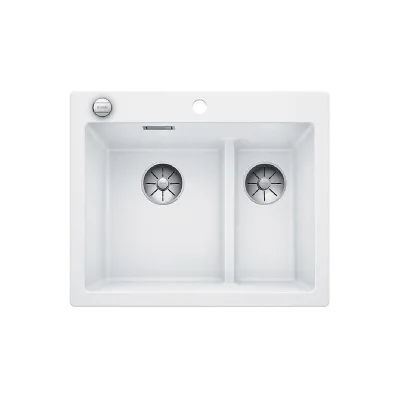 Blanco Lavello una vasca SX con vaschetta PLEON 6 Split 1521693 finitura bianco da 61.5x51 cm - Sopratop