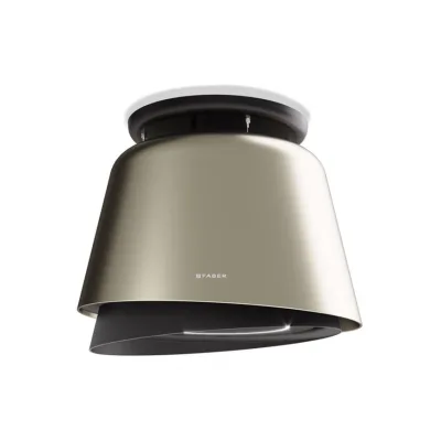Faber Cappa a isola sospesa Up&Down BELLE PLUS GOLD/WARM DG MATT KL 345.0541.068 finitura gold e grigio scuro opaco da Ø70 cm