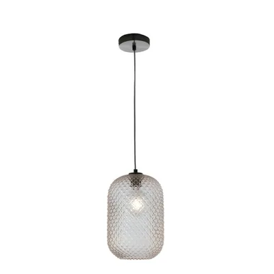 Lampadario elegante in vetro cristallo ambra, lampadina E27, 20x150cm