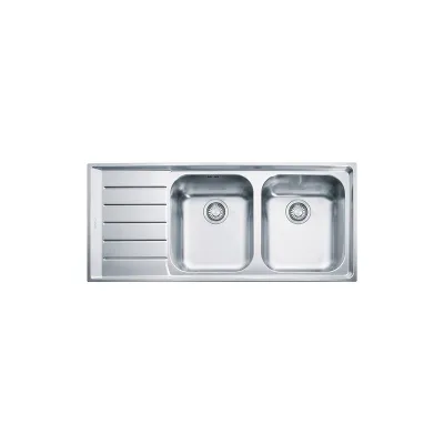 Franke: Lavello due vasche con gocciolatoio a sinistra Neptune NEX 621 101.0040.736 finitura inox satinato da 116x51 cm