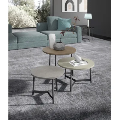 Maconi Tavolino rotondo Milord 1048 con piano in melaminico da 59 cm e h. 50 cm serie Coffee Table collection