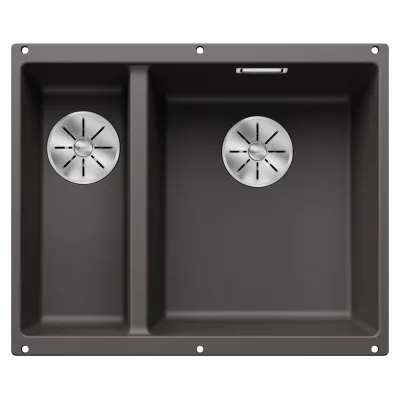 Blanco Lavello a una vasca dx con vaschetta SUBLINE 340/160-U Total Black 2523559 finitura grigio roccia da 55x46 cm - Sottotop